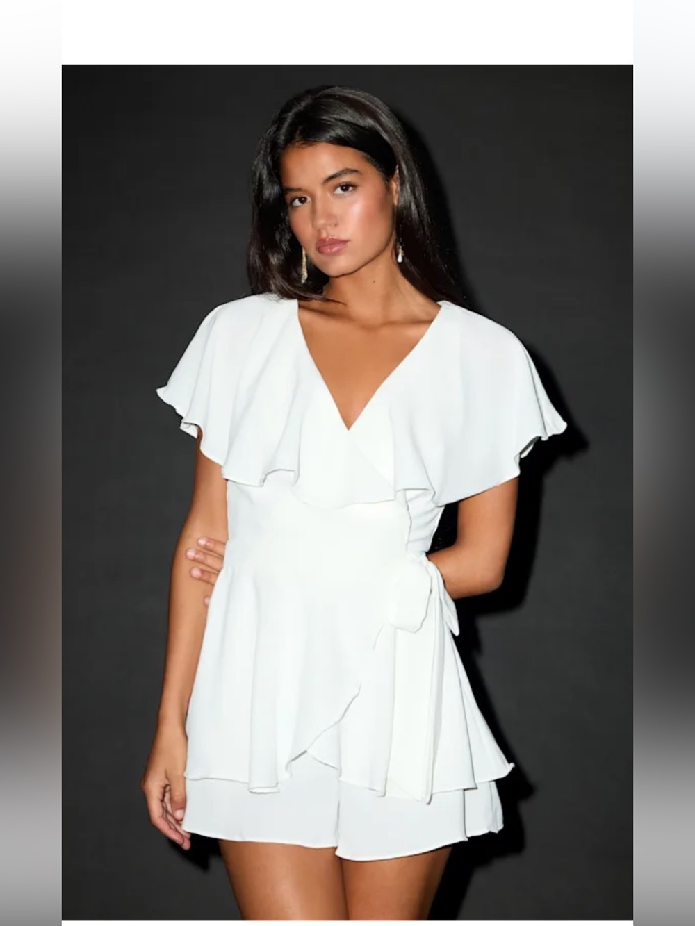 Lulu's White Ruffle Wrap Romper